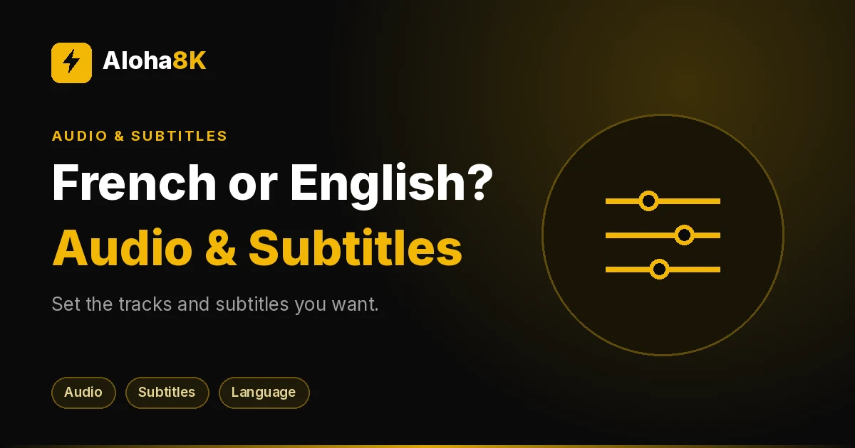 TV showing a movie with an on-screen menu listing audio language and subtitle options