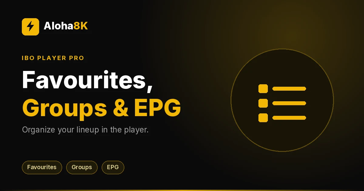 TV guide grid inside a media player app with a favourites star highlighted