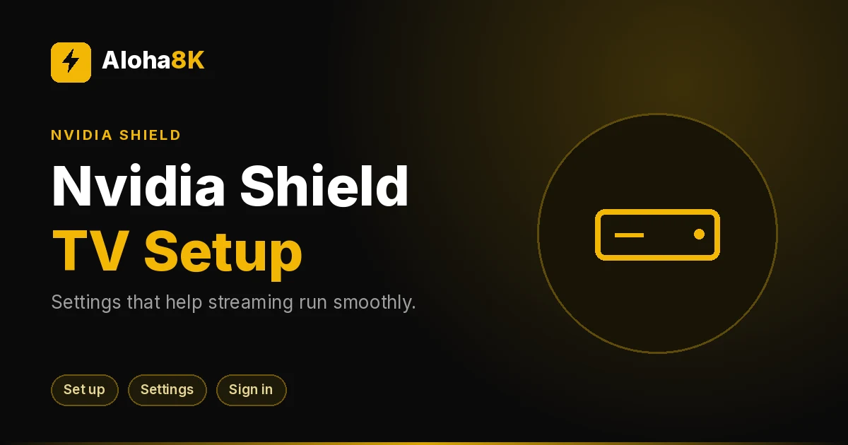 Nvidia Shield TV streaming device beside its remote on a media console
