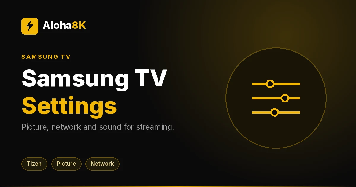Samsung smart TV in a living room with the settings menu open on screen